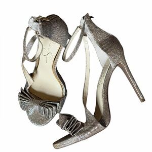 Jessica Simpson ladies Elegant bow open toe High Heels shoes size 7.5